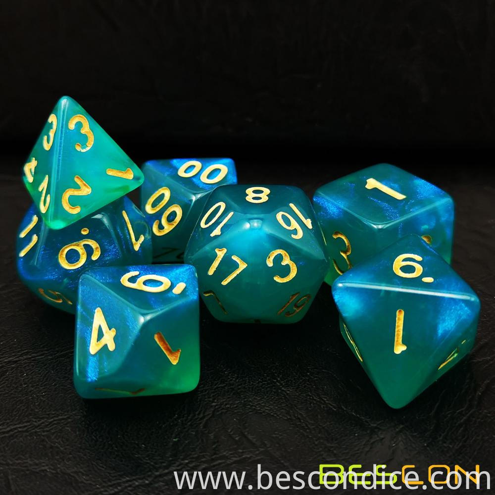 Peacock Blue Resin Dnd Polyhedral Dice Set 1